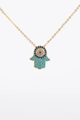 Jayleen Gold Diamante Hamsa Hand Necklace
