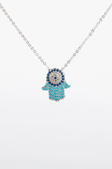 Jayleen Silver Diamante Hamsa Hand Necklace