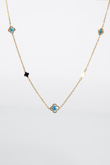 Gold 4 Leaf Clover Evil Eye Necklace