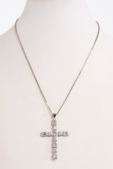 Silver Large Cross Pendant Necklace