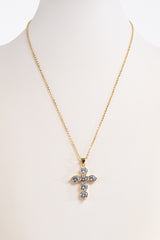 Gold Dimond Cut Small Cross Pendant Necklace