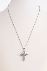 Silver Dimond Cut Small Cross Pendant Necklace