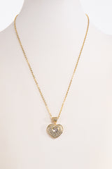 Gold Heart In Heart Pendant Necklace
