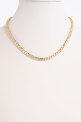 Gold Single Row Tennis Necklace-Nevaeh