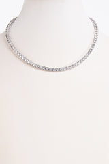 Silver Single Row Tennis Necklace-Nevaeh