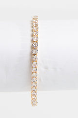 Gold Single Row Clear Cubic Zircon Tennis Bracelet-Eva
