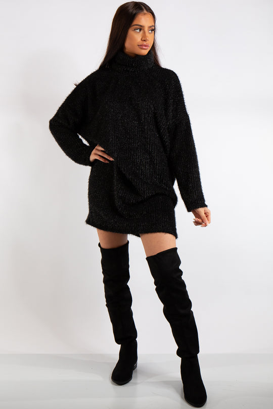 Mara Black Soft Knit Jumper Dress