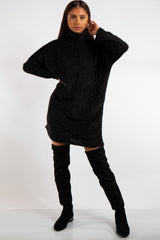 Mara Black Soft Knit Jumper Dress