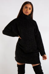 Mara Black Soft Knit Jumper Dress