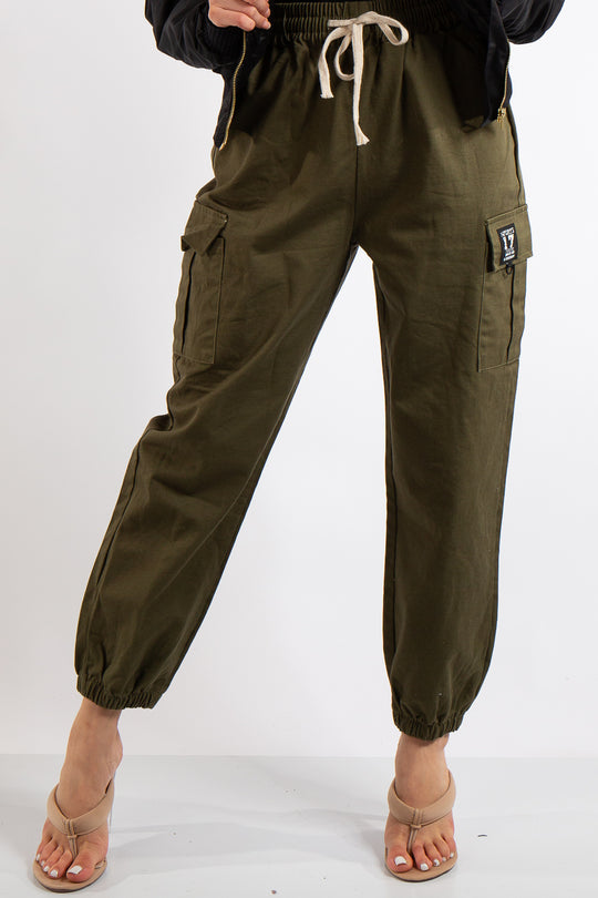Linda Khaki Cargo Jogger Trousers