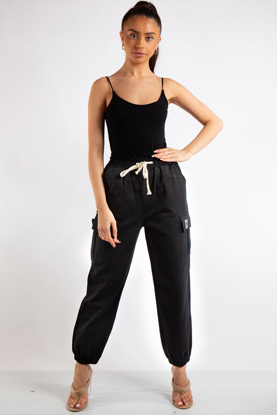Linda Black Cargo Jogger Trousers