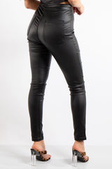 Aurelia Black Coated Denim Skinny Jeans