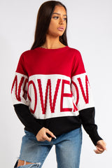 Erika Power Slogan Crew Neck Knitted Jumper