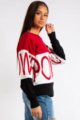 Erika Power Slogan Crew Neck Knitted Jumper