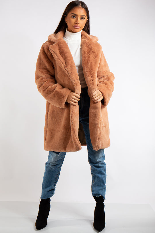 Marianna Camel Faux Fur Coat