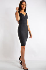 Lina Black Bandage Panelled Midi dress