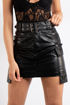 Jaelyn Black Faux Leather Belt Mini Skirt