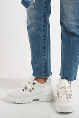 Elyse White Chunky Panelled Detail Trainers
