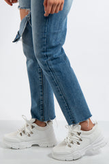 Elyse White Chunky Panelled Detail Trainers
