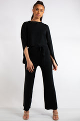 Kaylie Black Knit Loungewear Co-Ord Set