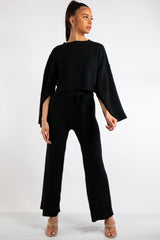 Kaylie Black Knit Loungewear Co-Ord Set