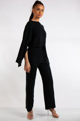 Kaylie Black Knit Loungewear Co-Ord Set