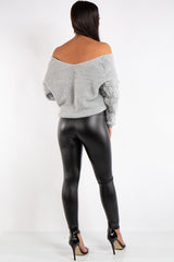 Athena PLUS SIZE Black High Waist Faux Leather Leggings