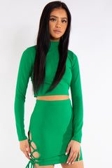 Green Lace Up Two Piece Co-ord Set 