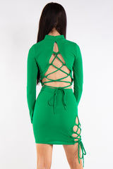 Green Lace Up Two Piece Co-ord Set 