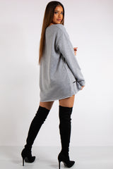 Thalia Grey Longline Distressed Sweatshirt