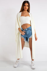 Keyla Cream Oversized Longline Thin Knit Cardigan