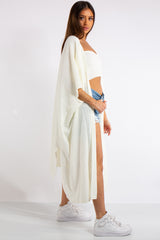 Keyla Cream Oversized Longline Thin Knit Cardigan