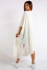 Keyla Cream Oversized Longline Thin Knit Cardigan