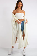 Keyla Cream Oversized Longline Thin Knit Cardigan