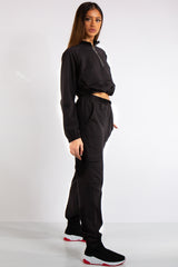 Zaria Black Pocket & Zip Detail Loungewear Set 