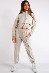 Zaria Stone Pocket & Zip Detail Loungewear Set
