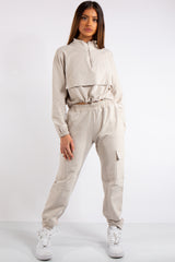 Zaria Stone Pocket & Zip Detail Loungewear Set