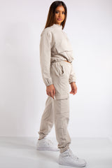 Zaria Stone Pocket & Zip Detail Loungewear Set